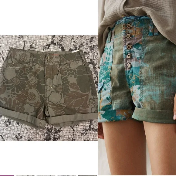 Anthropologie Pilcro The Wanderer Camo Floral Print Shorts - Picture 1 of 9